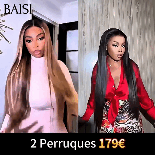BAISI BLACK FRIDAY Promo 2 Perruques en Gros 179€ avec lace frontal en Vraie Cheveux Humains en Mèche indian Brésilens De Bonne Qualité A Code: VIP100