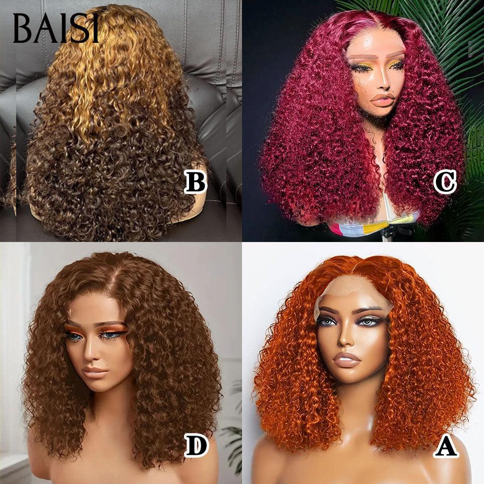 Baisi 13x4 luxo primavera onda encaracolado perucas em cor preta mix mel 1b # 27 # a1 feito por cabelo duplo desenhado volume de cabelo virgem em 100% cabelo humano