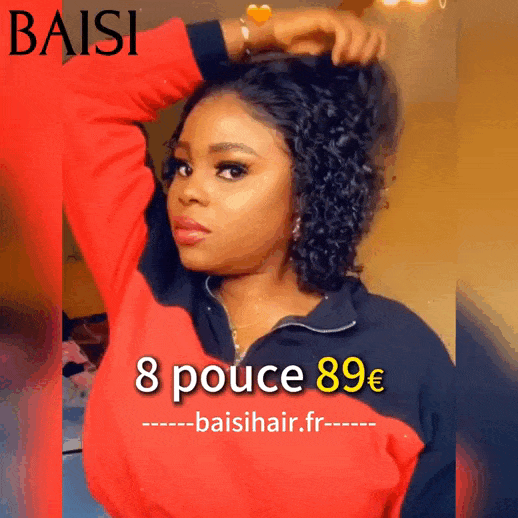 BAISI 13X4 Bob Perruque Bouclée Curly 8-14 POUCE 100% Cheveux Humains 200% Densité C