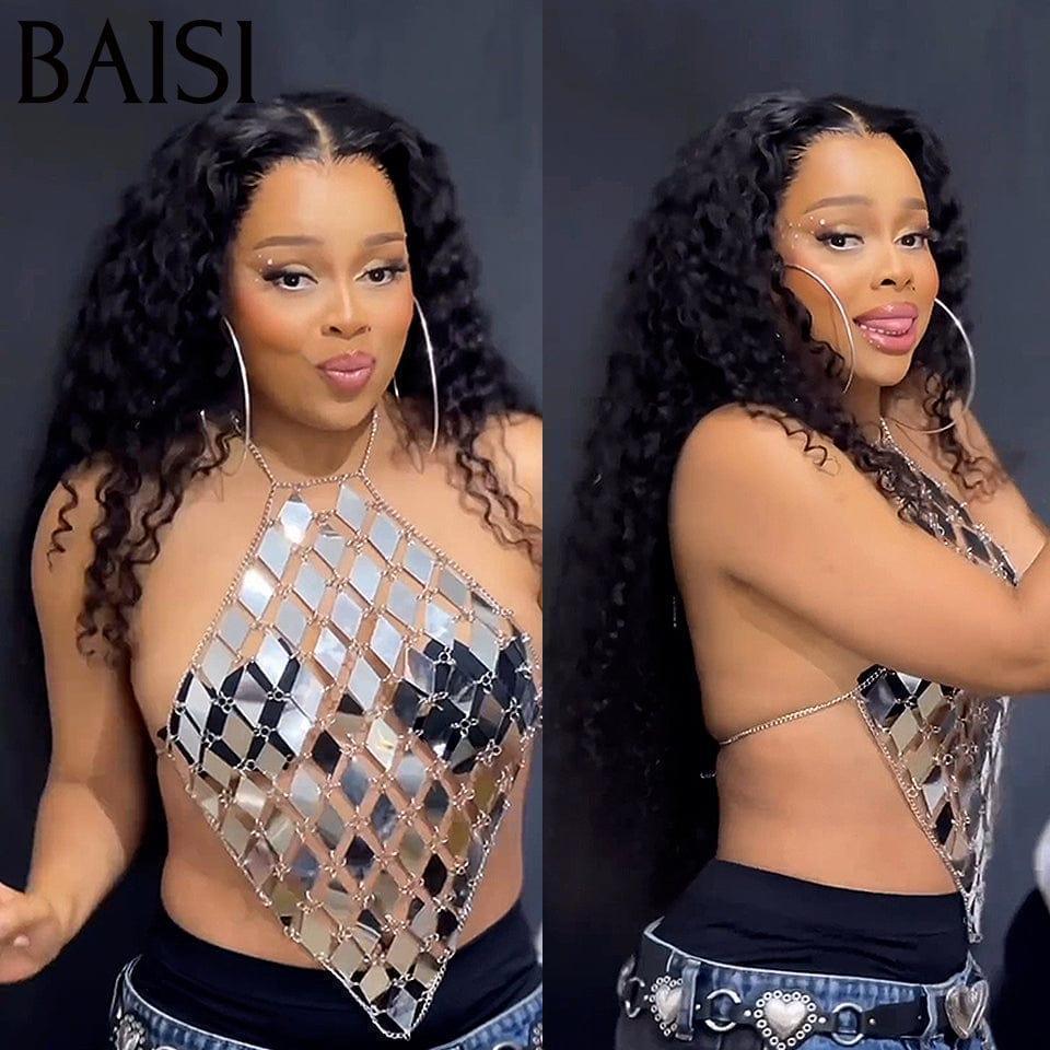 BAISI perruque lace frontal curly Bob 14 Pouces 79€ ou 300% Volume grande lace Frontale perruque Curly 20 pouces en 100% cheveux humains