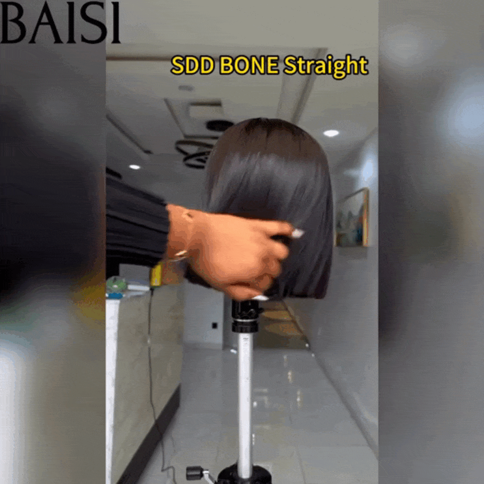 BAISI 15A SDD BONE STRAIGHT 2x6 Peluca recta con cierre de encaje en cabello 100% humano 100% cabello de Vietnam 300% de densidad pre-desplumado