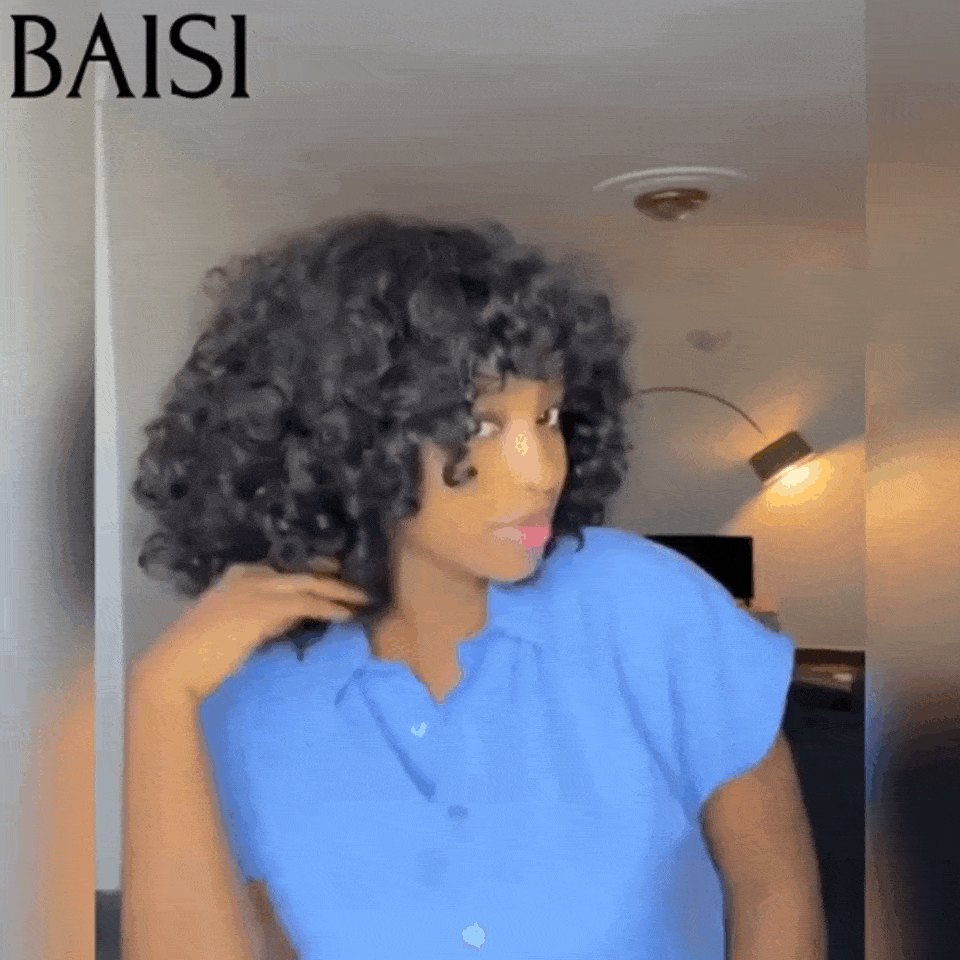 BAISI Perruque Bob EGG wave avec Frange 10 Pouces 95€ en Noir Sans Lace en 100% Cheveux Humains