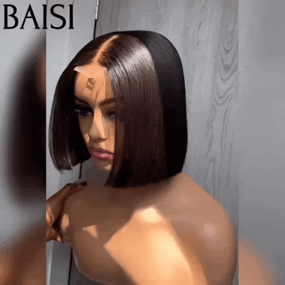 BAISI 300% densité 15A SDD BONE STRAIGHT 8 pouce 85€ 2x6 Lace Closure Perruque Lisse en 100% Vietnam Hair Pre-plucked