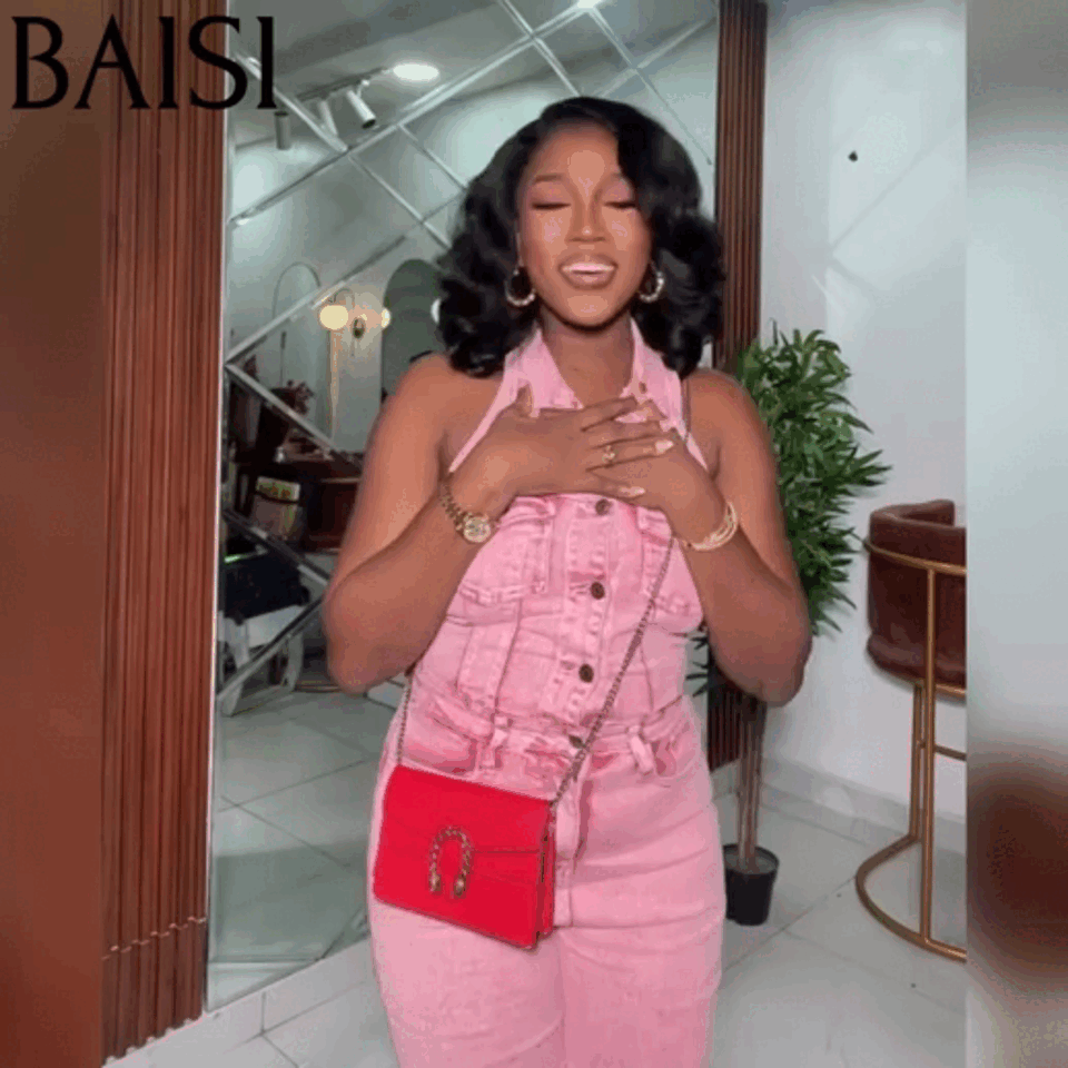 BAISI Perruque Bouclée Egg wave 4x4 Lace 78€ 250% densité NOIR en 100% Cheveux Humains