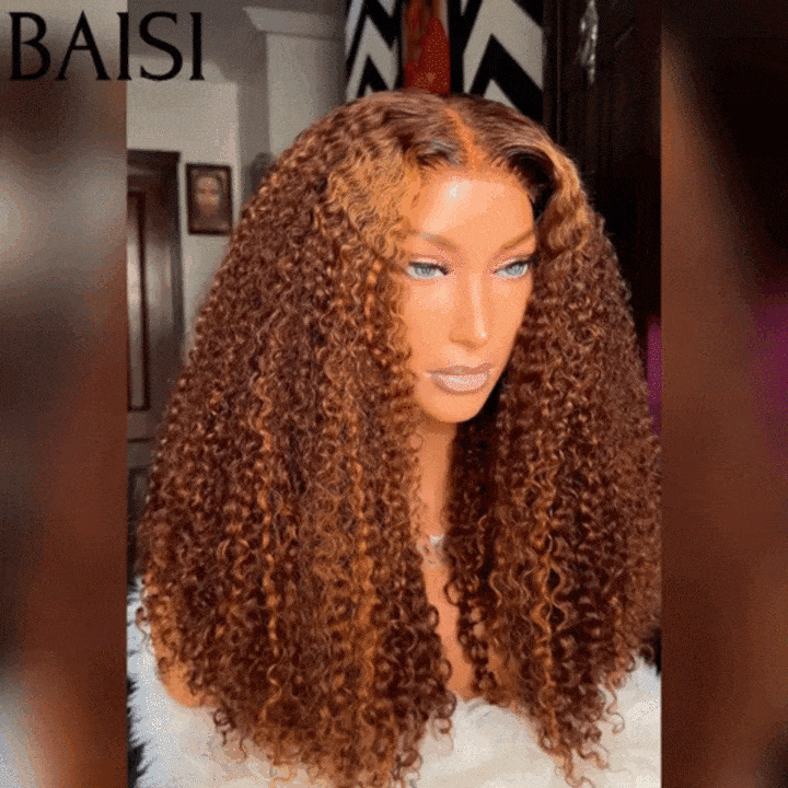 BAISI 4X4Perruques de Luxe Volume 250% densité en Couleur 4#Mix30# Curly Wave double drawn mèches vièges en 100% Cheveux Humains