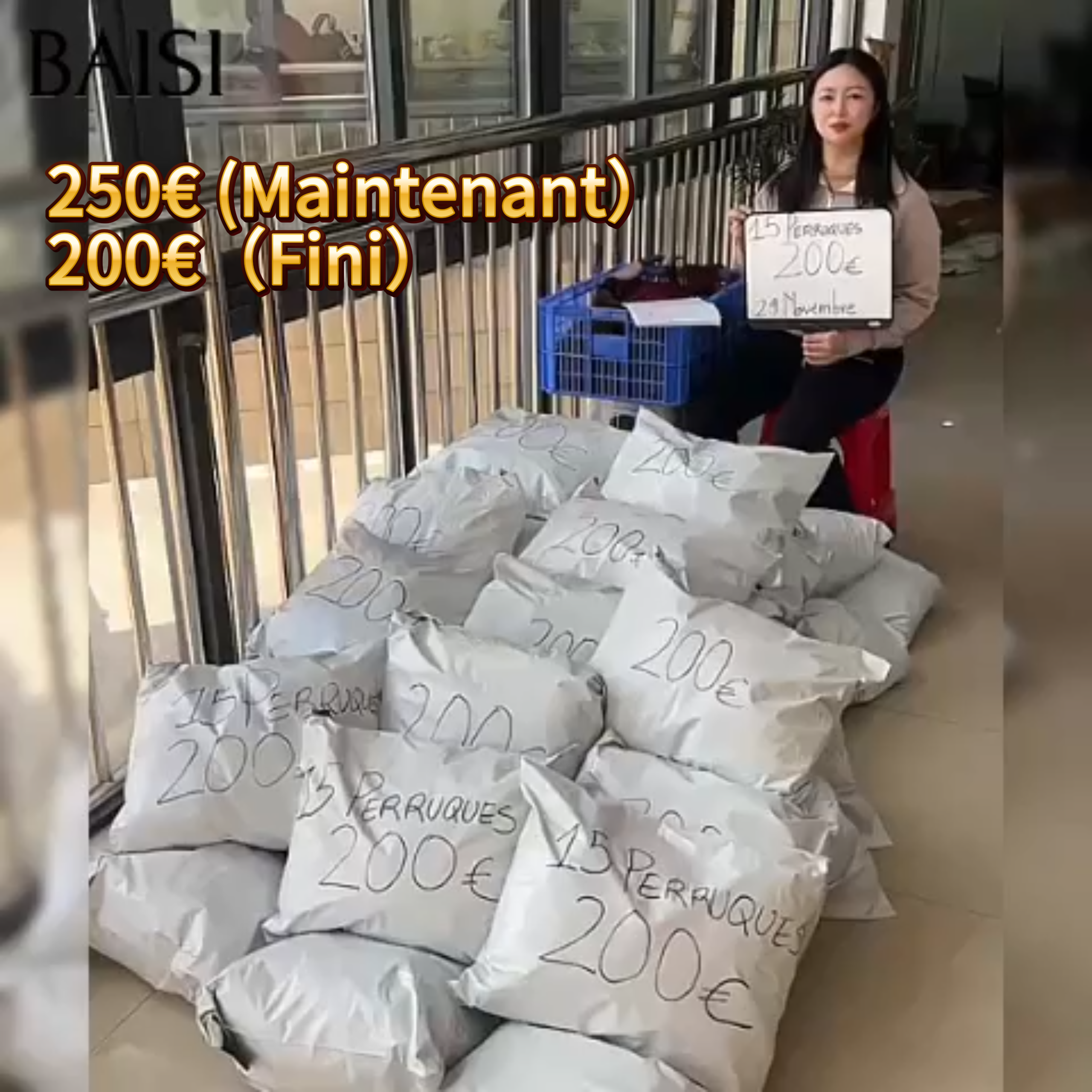 BAISI BLACK FRIDAY Offre limitée 15 Perruques 250€ en 100% Cheveux Humains mélange de couleurs et de tailles stocks limité liquidation soldes sans retour