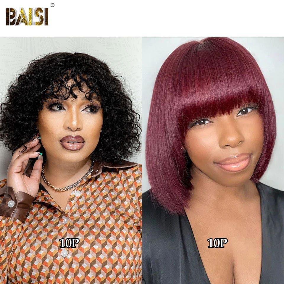 BAISI HAIR FR 2 Coupes Chinoise Noir Plus Bordeaux 115€ ou avec frange Marron 18 pouces En 100% Cheveux Humains