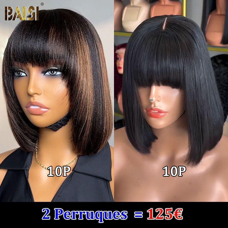 BAISI Lot de 2 perruques bob en 100% vrais cheveux humains 125 euro