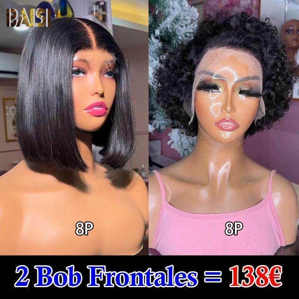 BAISI 2 perruques Lace Frontal ou 5X5 lace Perruque personnalisée en 100% vrais cheveux humains 138€