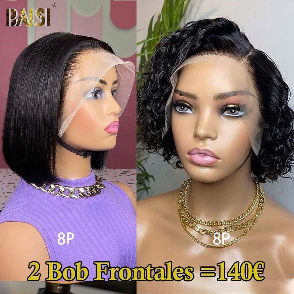 BAISI 13x4 lace frontal straight 10 inches 68€ or 2 Lace Frontal wigs 8 inches in 100% real human hair