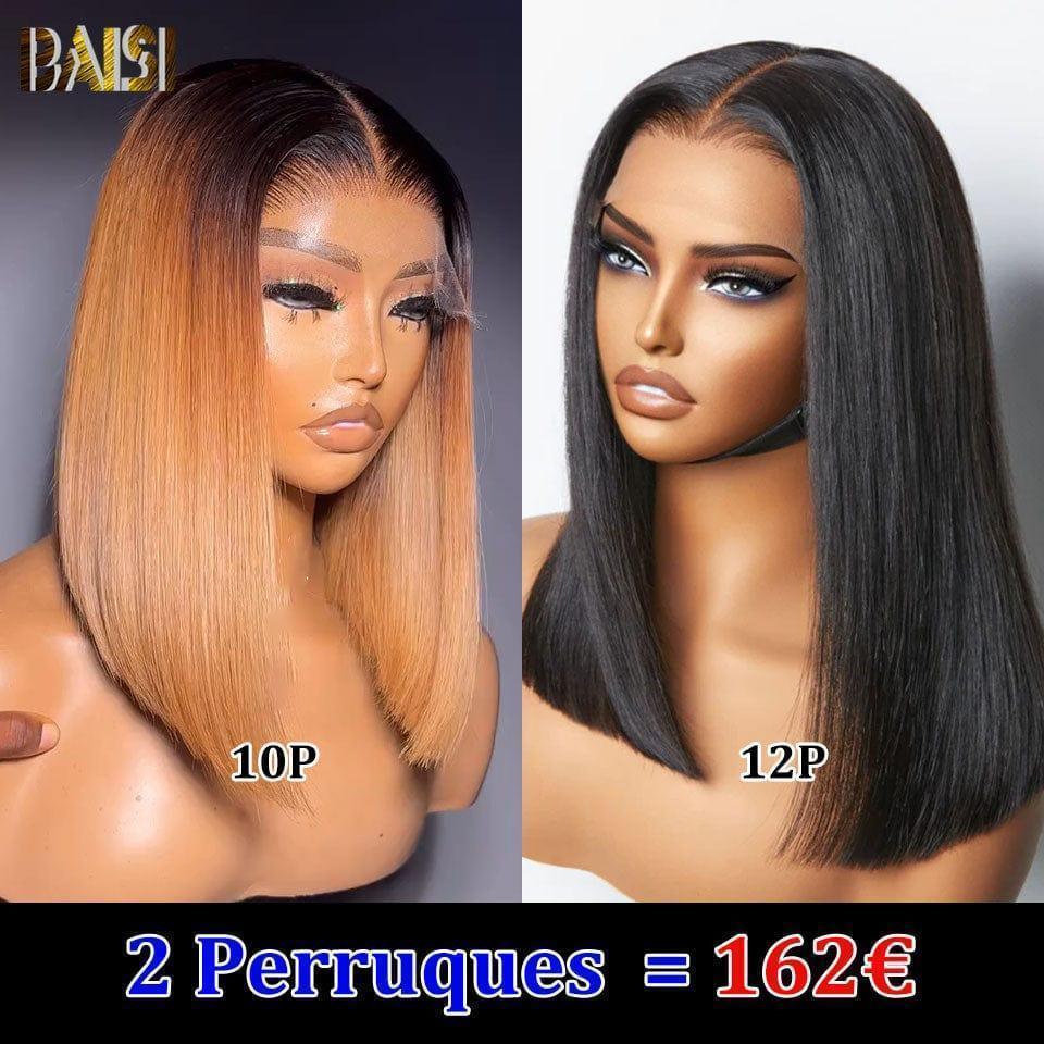 BAISI 1 Perruque 4X4 lace closure 8 pouce 69€ ou 2 Perruques pour revendre 162€ en 100% vrais cheveux humains