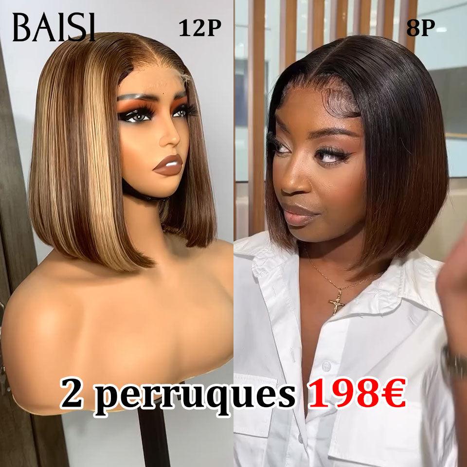 BAISI HAIR FR Bob-Perücke in kastanienbrauner und blonder Farbe zum Verkauf in 100% Echthaar 172 Euro B