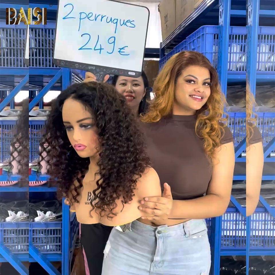 BAISI Echthaarperücke von guter Qualität, zu erschwinglichem Preis, gelockt, plus gerader chinesischer Schnitt