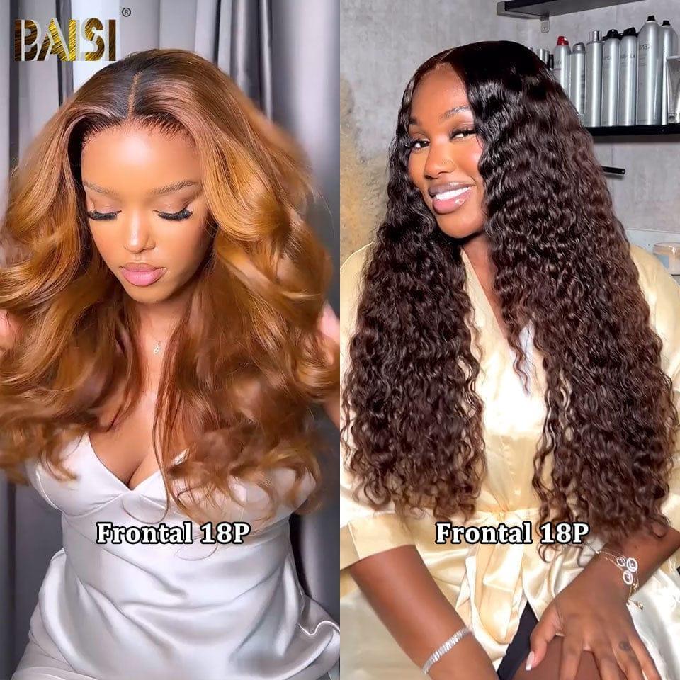 BAISI 2 Perruques SANS colle Body wave et curly wave pour revendre 18 pouces en 100% vrais cheveux humains VIP100