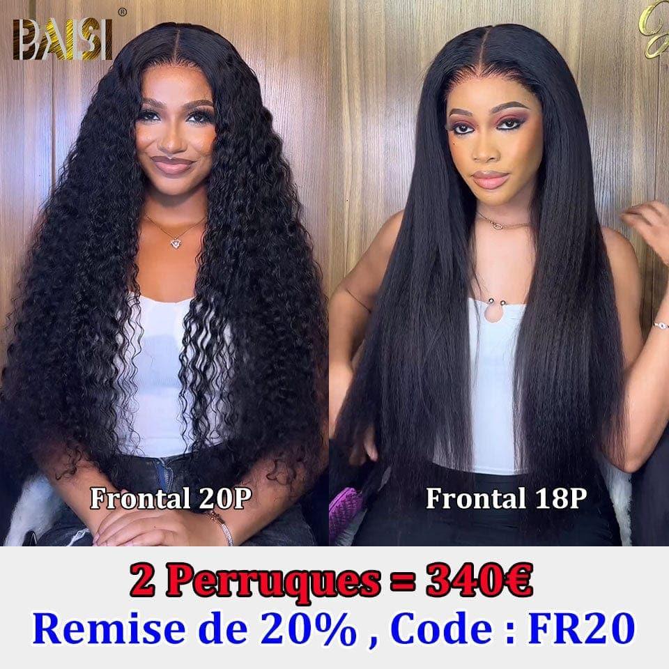 BAISI 2 Frontal Wigs €340 Glueless Easy to Wear in 100% real human hair Lace already cut Code: FR20