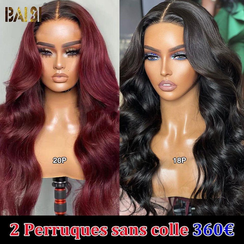 BAISI 4x4 lace closure body wave 22 pouces 109€ ou 2 Perruques 450€ Sans Colle Facile à Porter en 100% vrais cheveux humains Lace déjà couper code : FR20