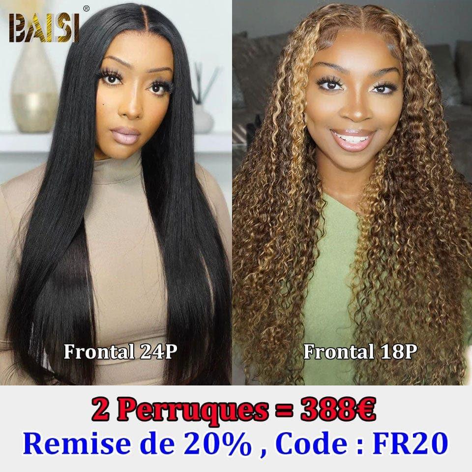 BAISI 2 Perruques 13X4 lace Lisse et deep wave 388€ Sans Colle Facile à Porter en 100% vrais cheveux humains Lace déjà couper Code : FR20