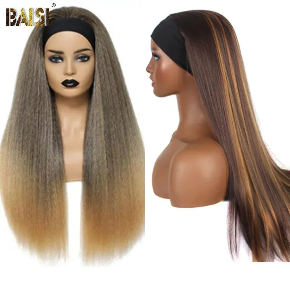 BAISI Lot De 2 Perruques 76€ prix Abordable sans colle sans lace facile à porter cheveux Synthetique B