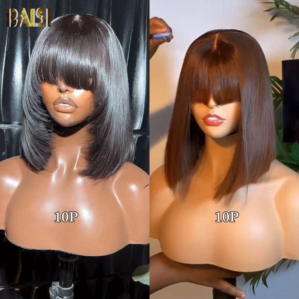 BAISI HAIR FR Lisse avec Frange 8 Pouce en France 58€ ou 2 Coupes Chinoise Noir Plus Marron 129€ En 100% Cheveux Humains