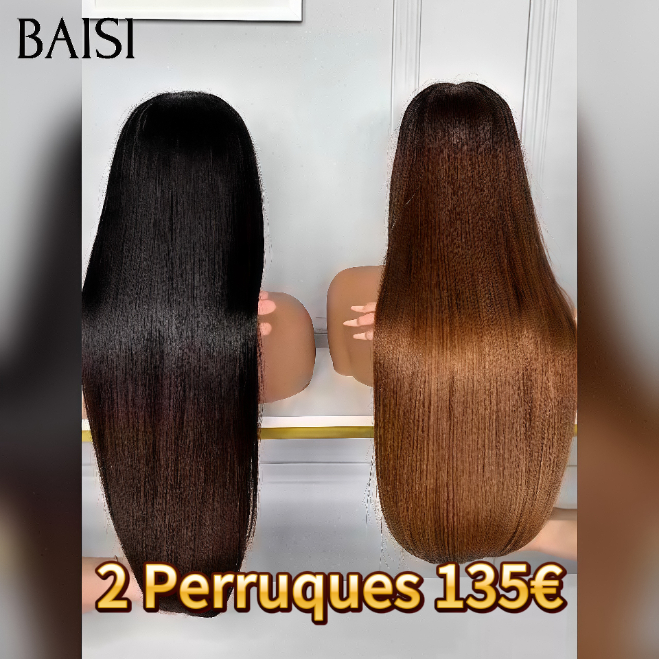 BAISI 2 Perruques 135€ 10 Pouces 13X4 lace frontal lisse Marron 1BT4# et miel 4T27# en 100% vrais cheveux humains BS120