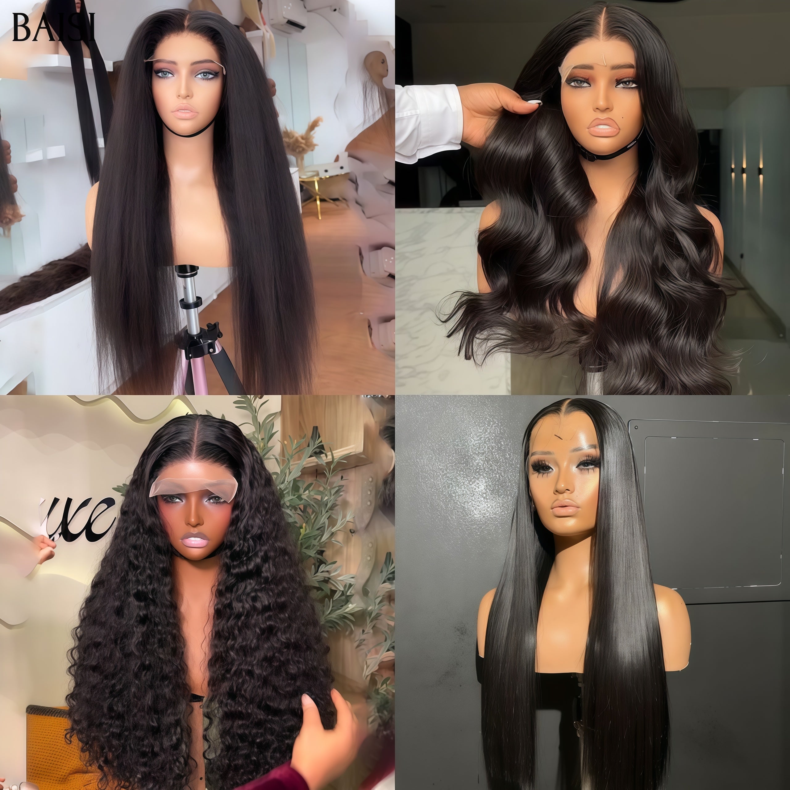 BAISI 4X4 lace curly wave 18 Inches 139€ or Set of 4 Affordable Closure Wigs 392 Euro In 100% Good Quality Human Hair Brazilian Indian bundles