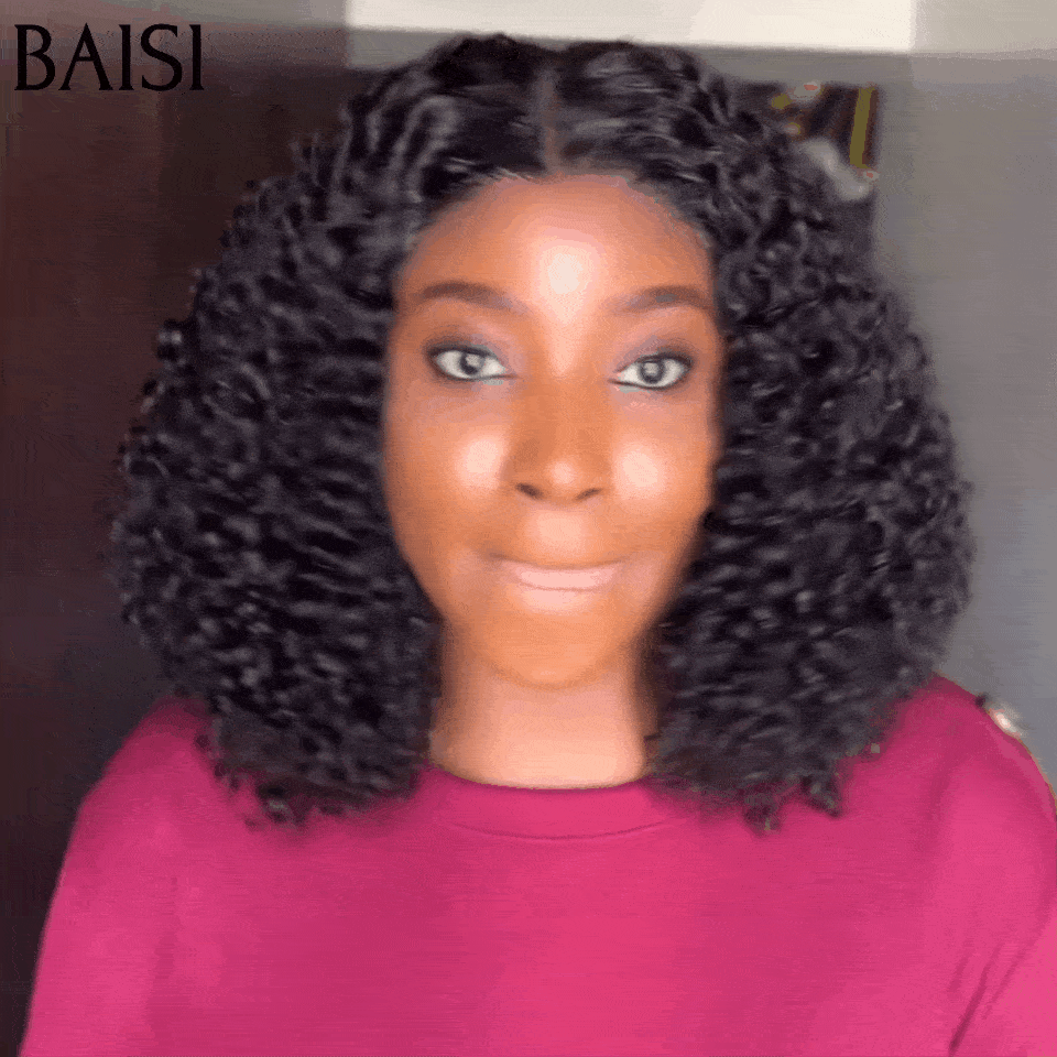 BAISI Offre Flash 139€ 300% densité 14 Pouces 4X4 Perruques de Luxe curly Wave double drawn mèches vièges volume en 100% Cheveux Humains FR20