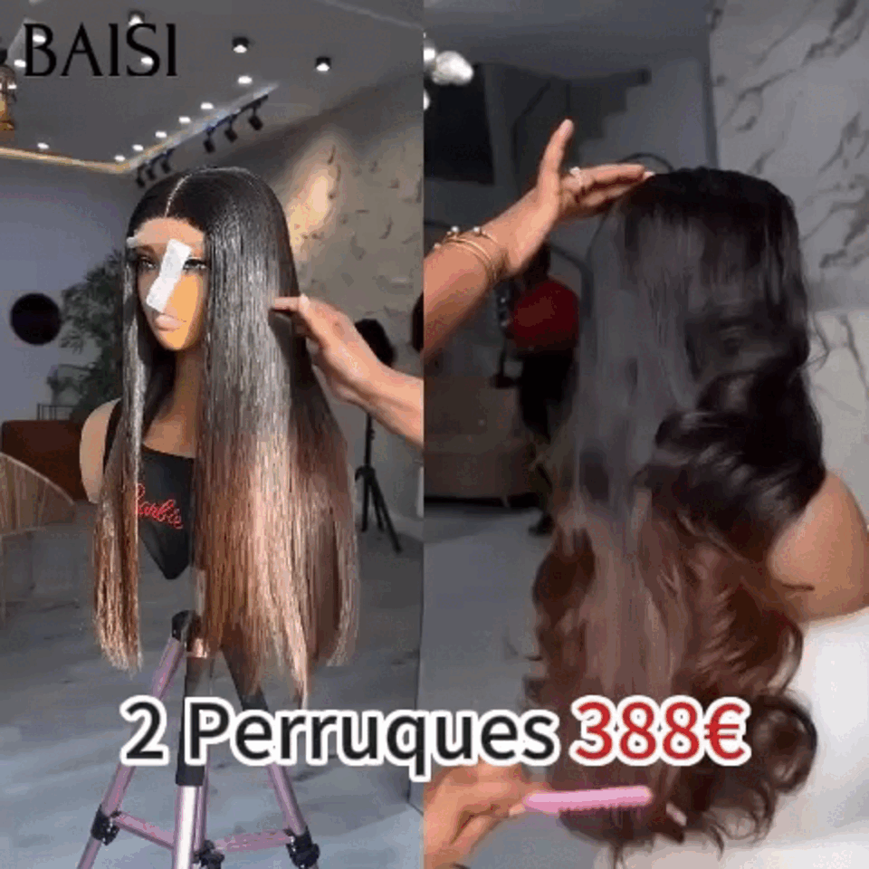 BAISI 2 Perücken OHNE Kleber Körperwelle und lockige Welle zum Weiterverkauf 275 € 18 Zoll aus 100 % echtem Menschenhaar VIP100