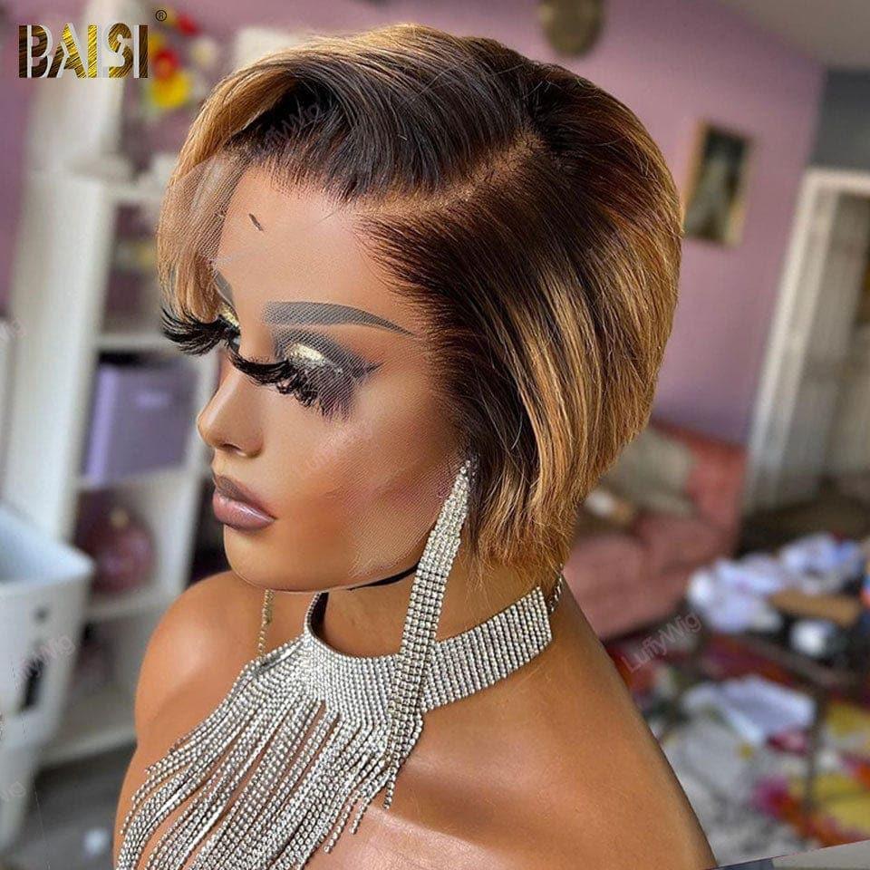 BAISI HAIR FR 2 Perruques Pixie 94€ En ou 2 bob 168€ 4X4 lace curly wave 14 pouces et avec frange 8 pouces lisse 100% Cheveux Humains