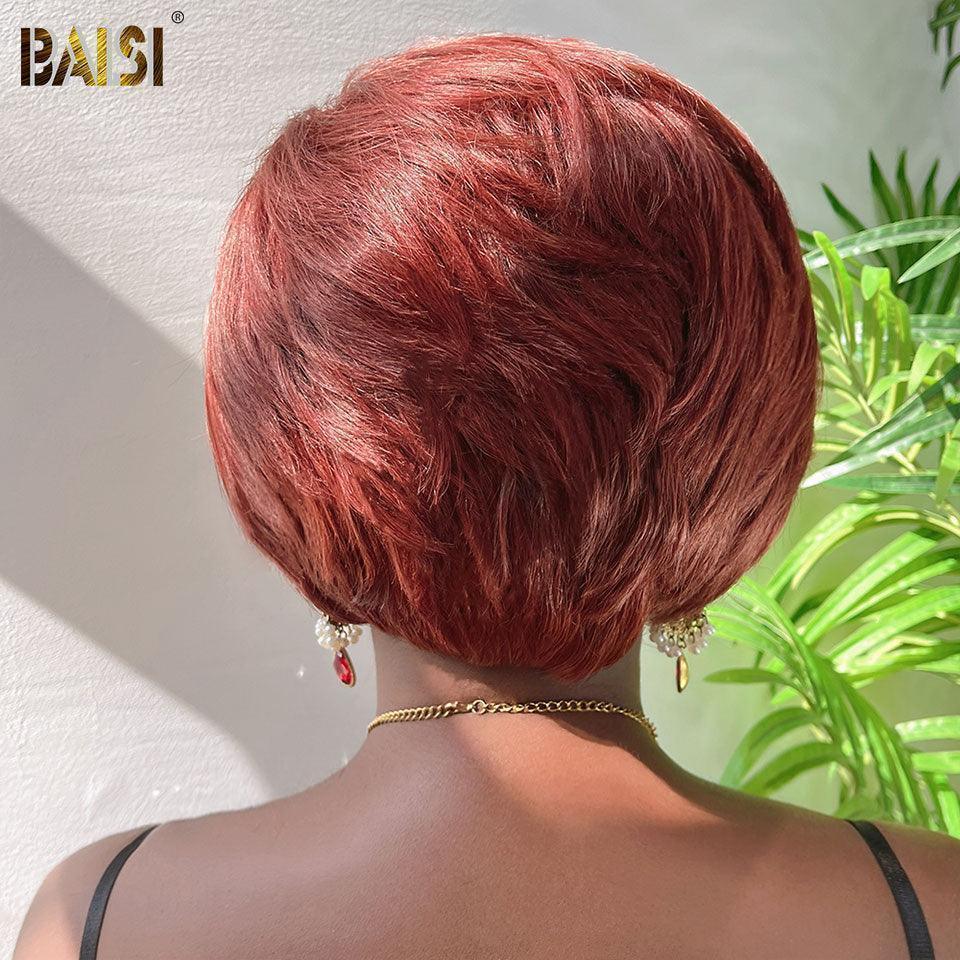 BAISI Pixie sans colle 68€ et Pixie Frontale 13x4 lace transparente 8 Pouce lisse couleurs 1B/T4# 79€ cheveux humains