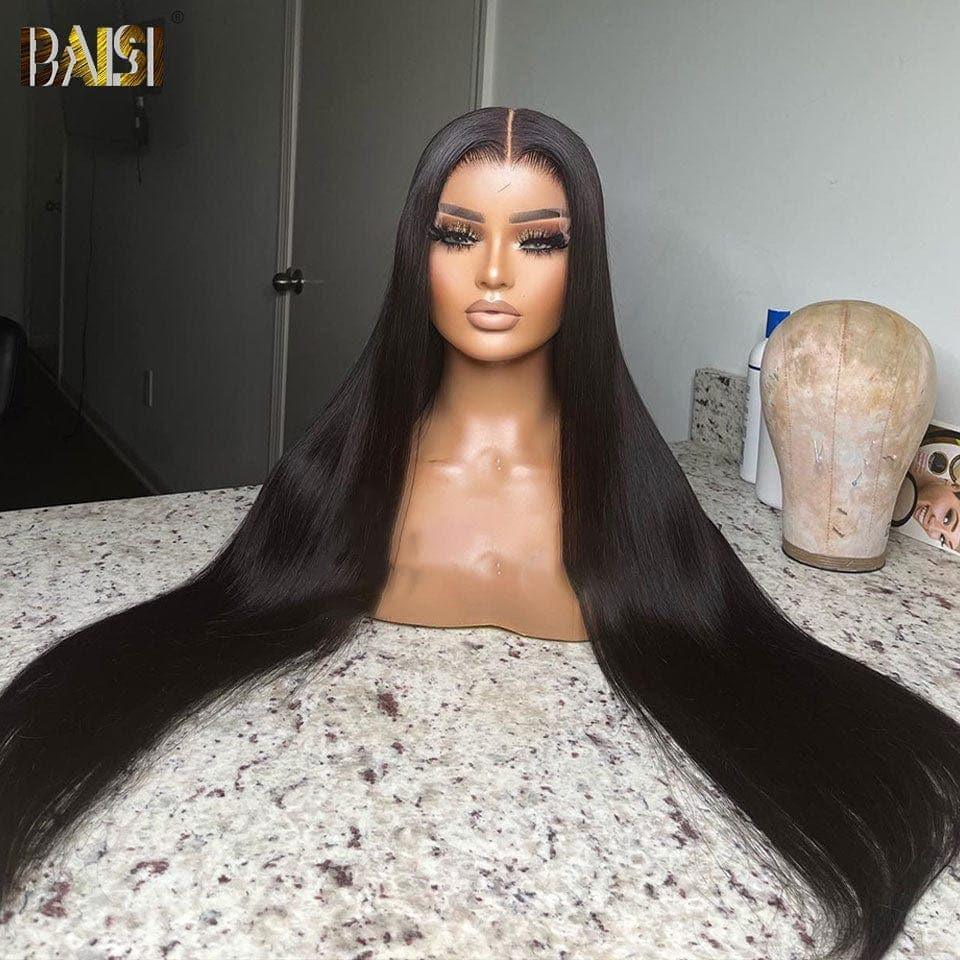 BAISI 4x4 Closure Wig Smooth In 100% Human Hair In Good Quality Indian Brazilian Hair