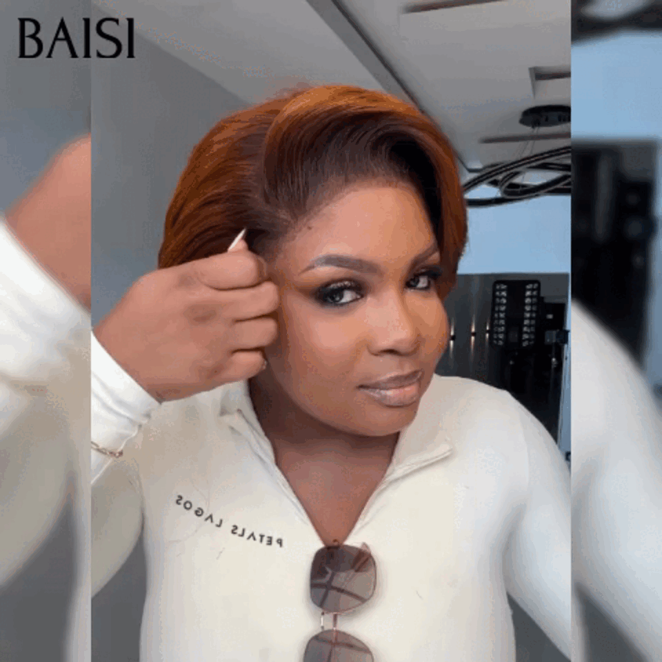 BAISI Perruque Bouclée Deep Wave avec Frange 12 Pouces en Couleur noir 102€ ou 13X4 lisse marron 89€ En 100% Vrais Cheveux Humais Code : BS120