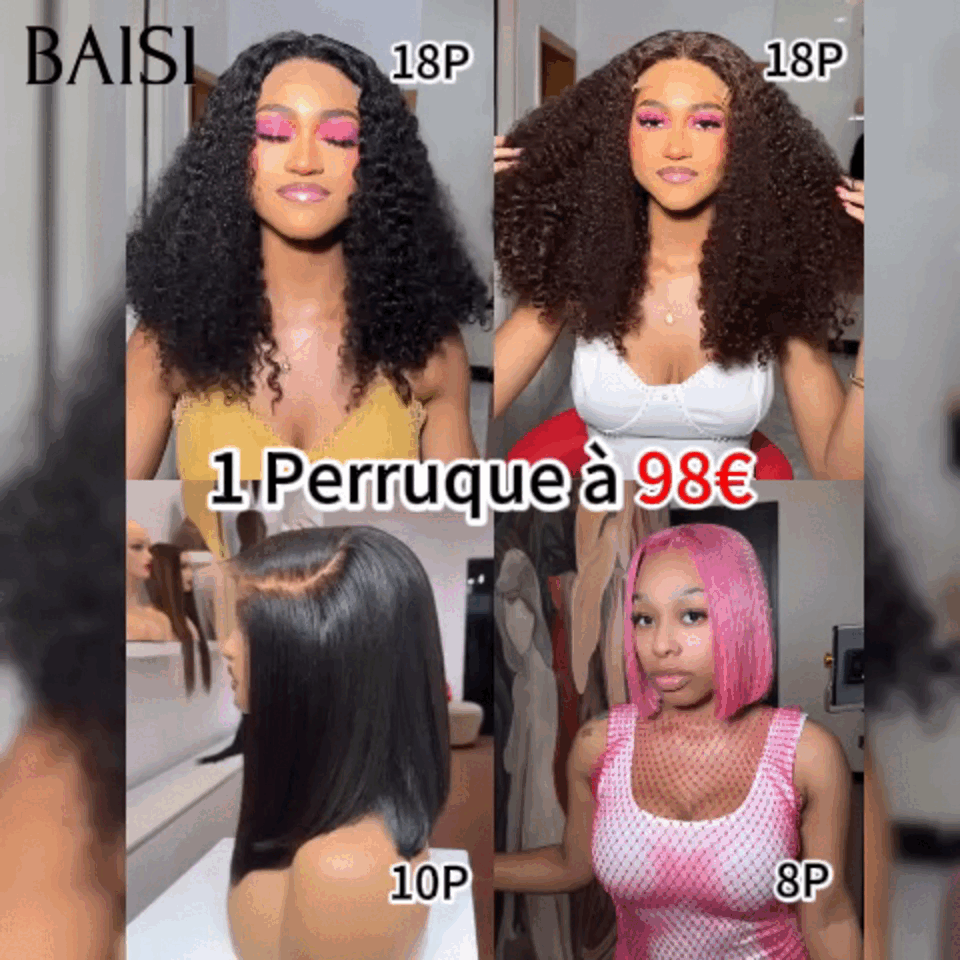 BAISI 2 Parrucche SENZA colla Onda corporea e ondulata da rivendere €275 18 pollici in capelli umani veri al 100% VIP100