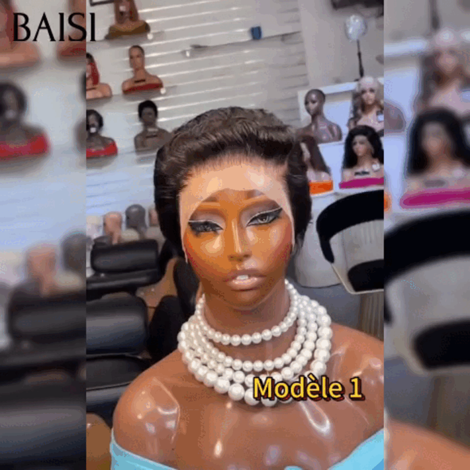 BAISI Pixie Finger Wave Wig corte pequeño 13x4 Lace Front 6 pulgadas 79 € En cabello 100% humano BAISI20