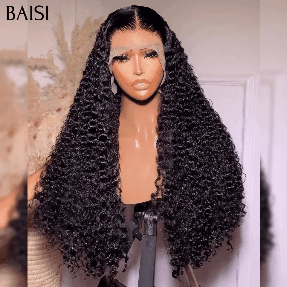 BAISI BLACK FRIDAY Promo Prix 13x4 Frontal Perruque Curly En Haut De Gamme A1 volume 350% densité Fabriquées par les cheveux double drawn 20 Pouce