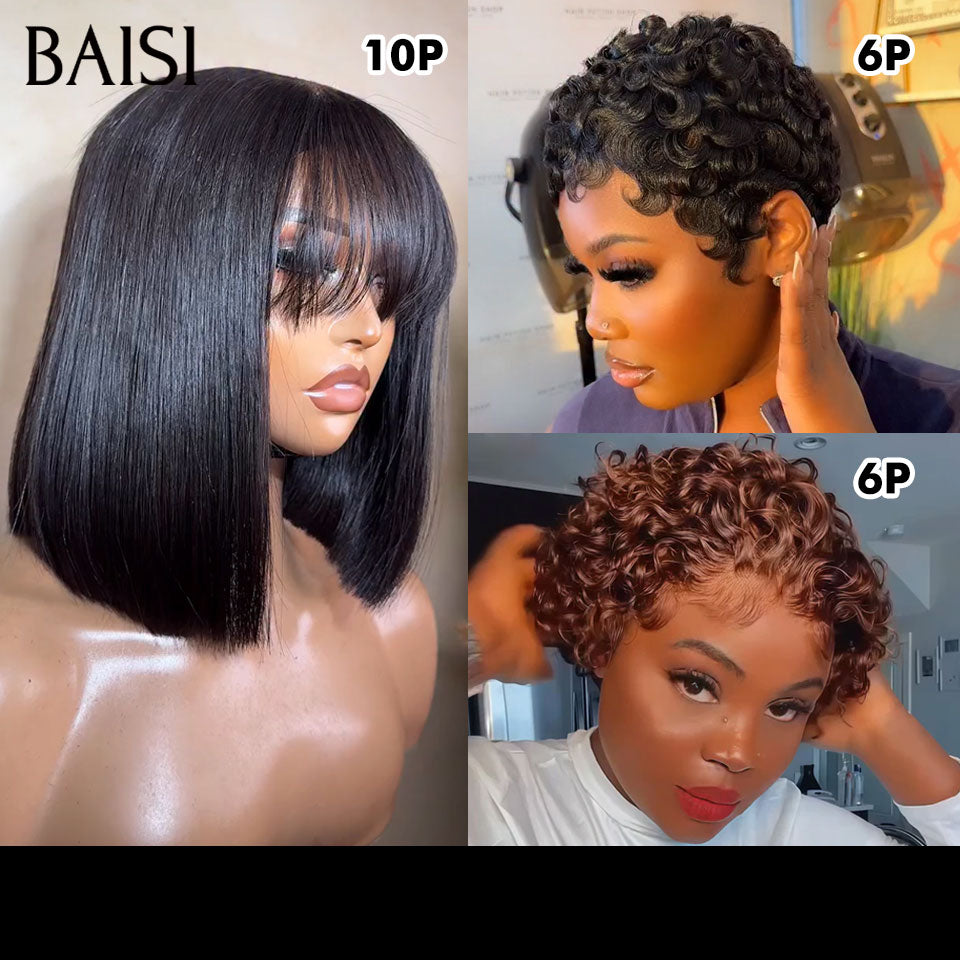 BAISI Perruque en France TVA 0€ Livraison gratuite 2-3 jours en Europe 3 perruques 129€ en 100% cheveux humains de bonne qualité livraison rapide