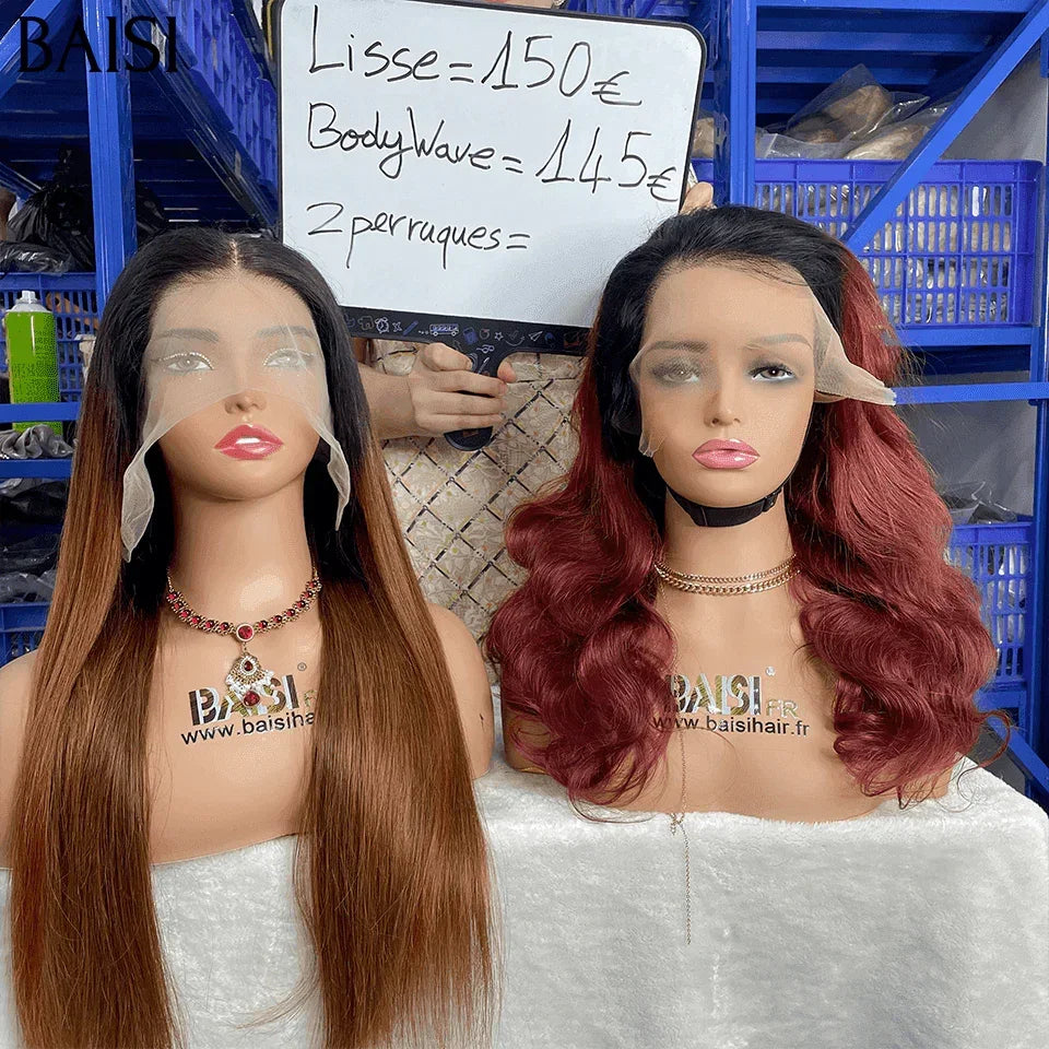 BAISI Acquista 1 + 1 omaggio = €295 Parrucca o 13X4 1BT4# lisci 20 pollici o 1BT33# ondulati 18 pollici in capelli umani veri al 100% Codice: VIP100