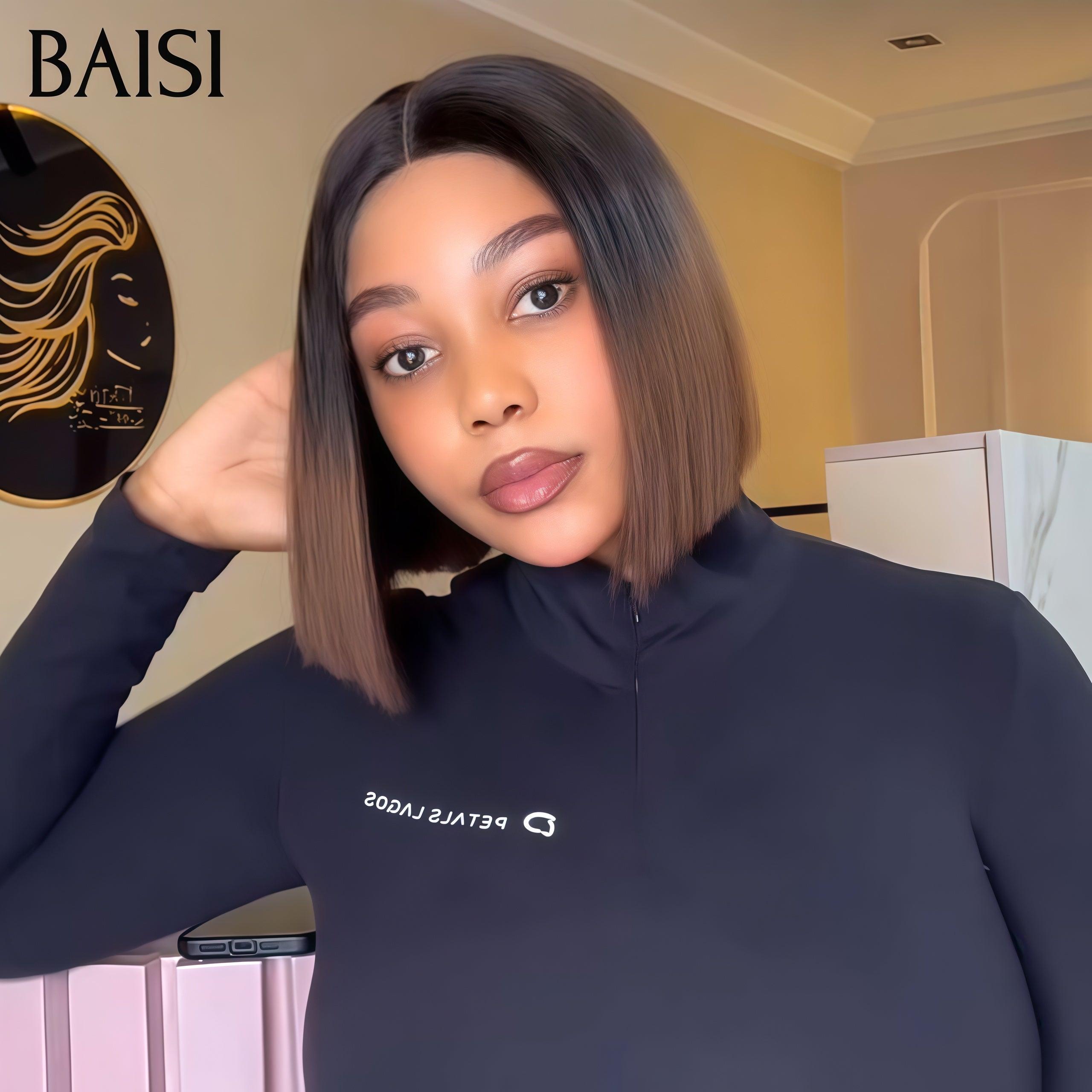 BAISI 2 Perruques pour revendre 150€ pixie mixte 6 Pouces ou 4X4 lace Lisse DE luxe 1BT4# 8 Pouces 200% densité en 100% vrais cheveux humains FR38