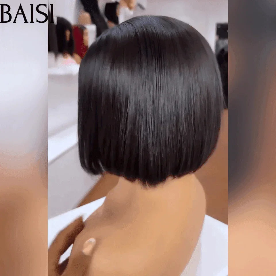 BAISI Offre Flash 65€ Bob lisse Avec Frange Perruques de Luxe 100% Vietnam Hair SDD BONE STRAIGHT 300% densité A1 Fabriquées par les cheveux double drawn 15A sans Lace sans colle FR38