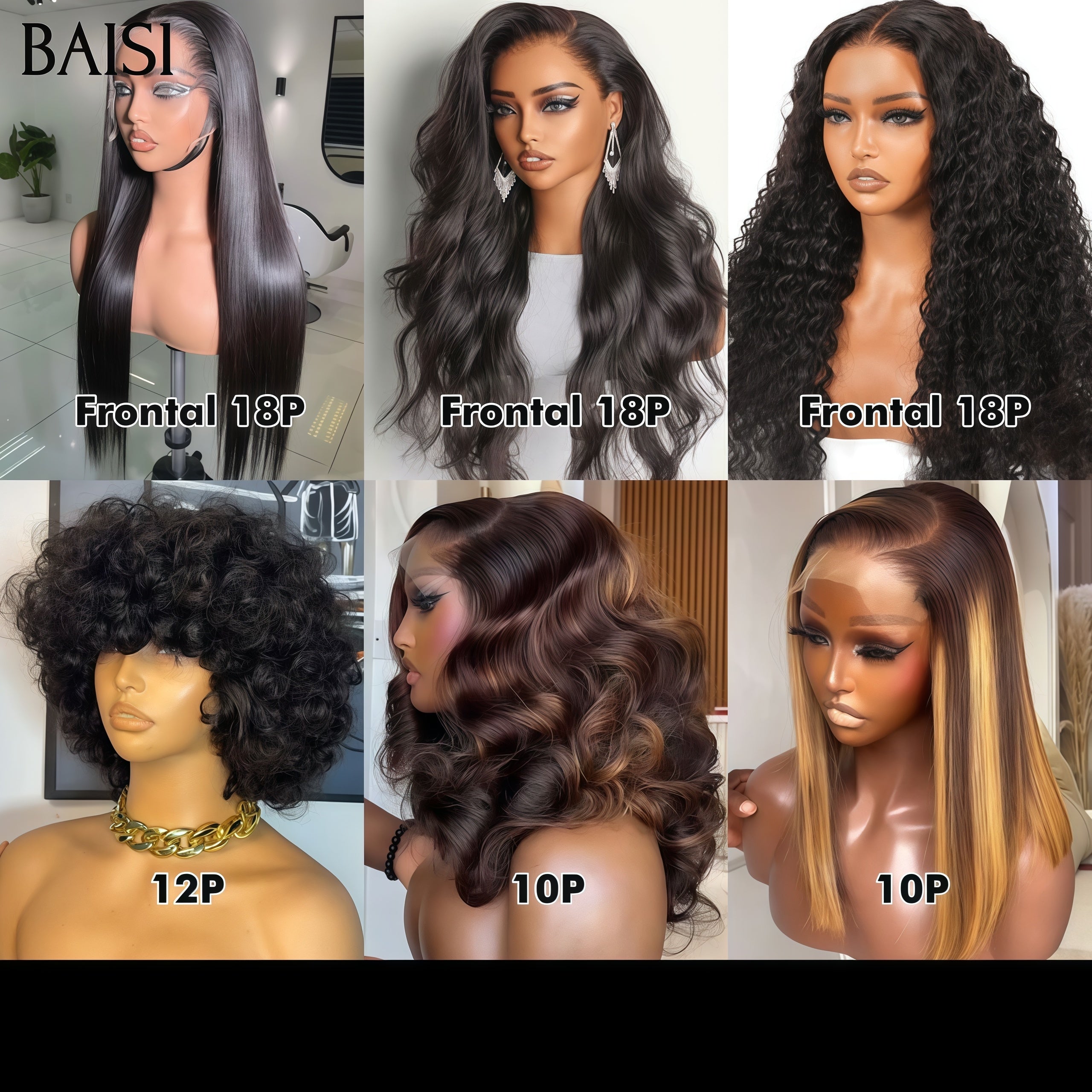 BAISI Juego de 6 pelucas +1 FER Precio al por mayor asequible 399 euros en cabello 100% humano VIP100