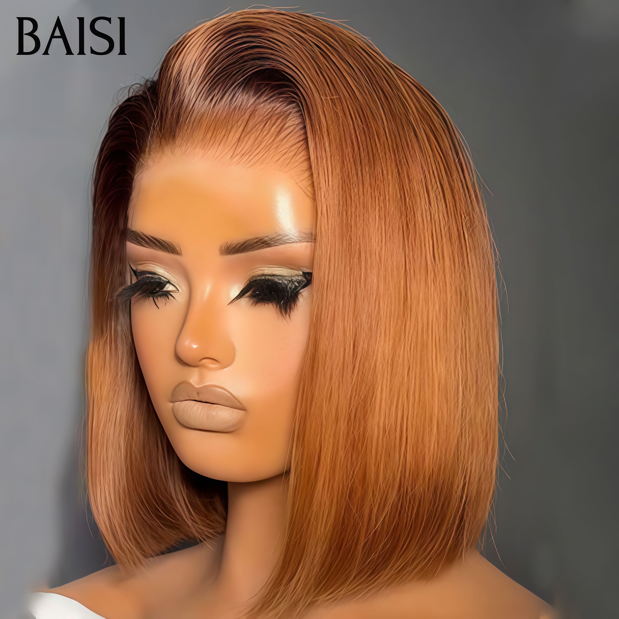 BAISI Perruque Lisse Marron porter sans colle 96€ en 100% Cheveux Humains