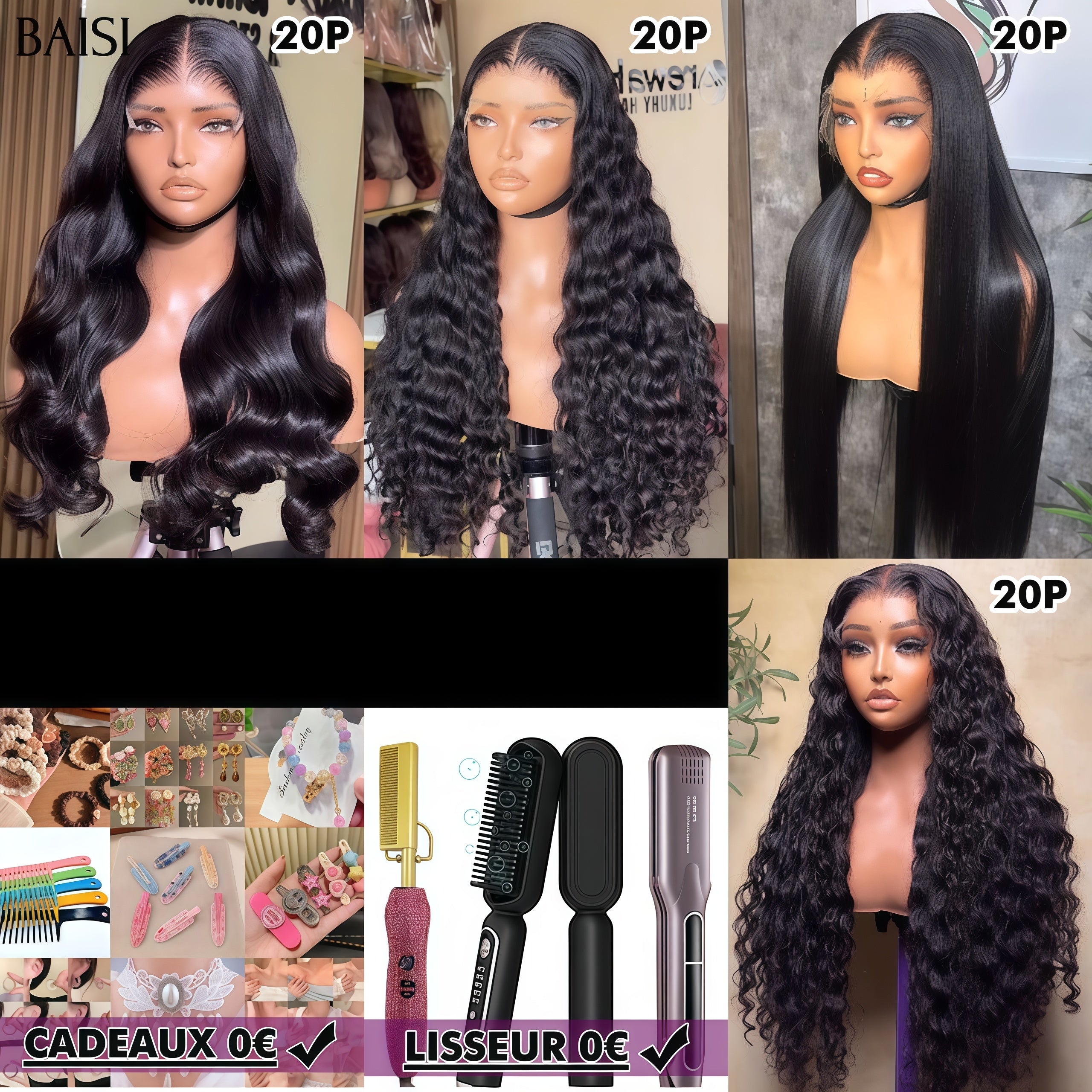 BAISI Vente Flash 13x4 Lace Frontal 30 pouce 4 perruques en 100% vrais cheveux humains 880 euro CODE: VIP100