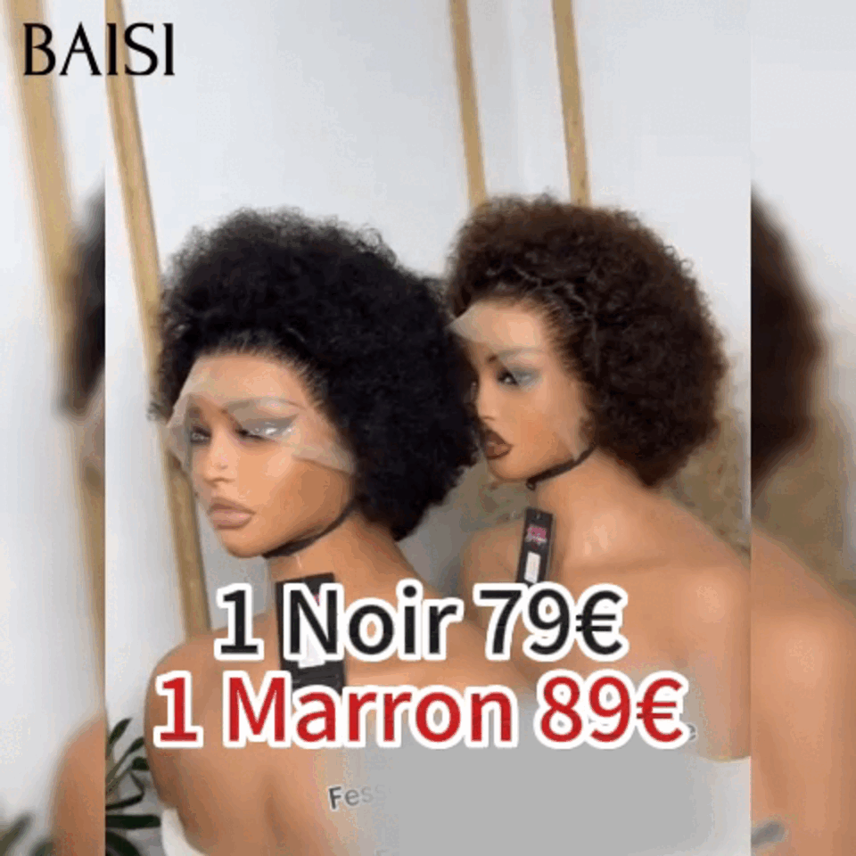 BAISI 13X4 lace Perruques Grande Promo arrivage pixie coupe afro Curly En marron #4 En 100% Cheveux Humains
