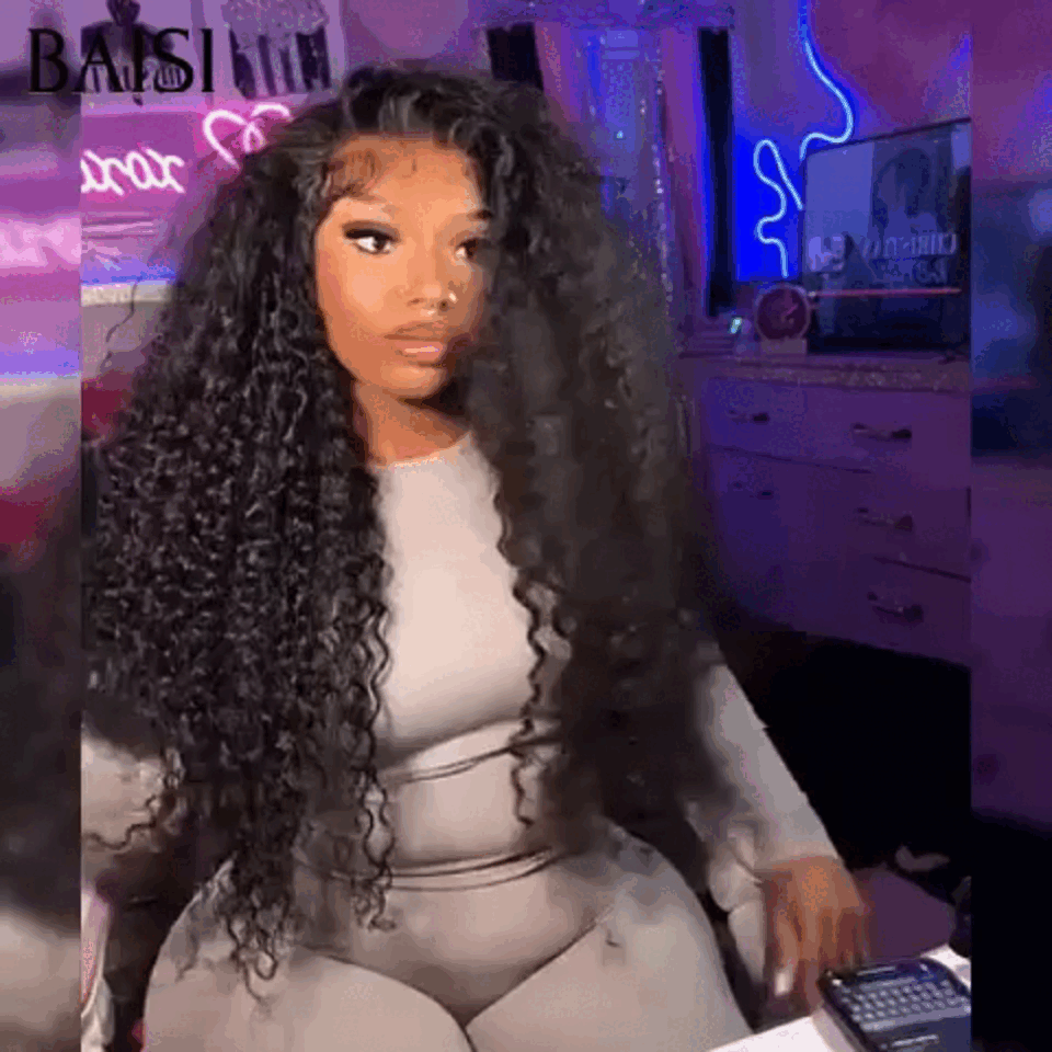 BAISI Lace frontal Perruque Curly wave 22 pouces 129€ Moitié Prix en 100% Cheveux Humains MP50