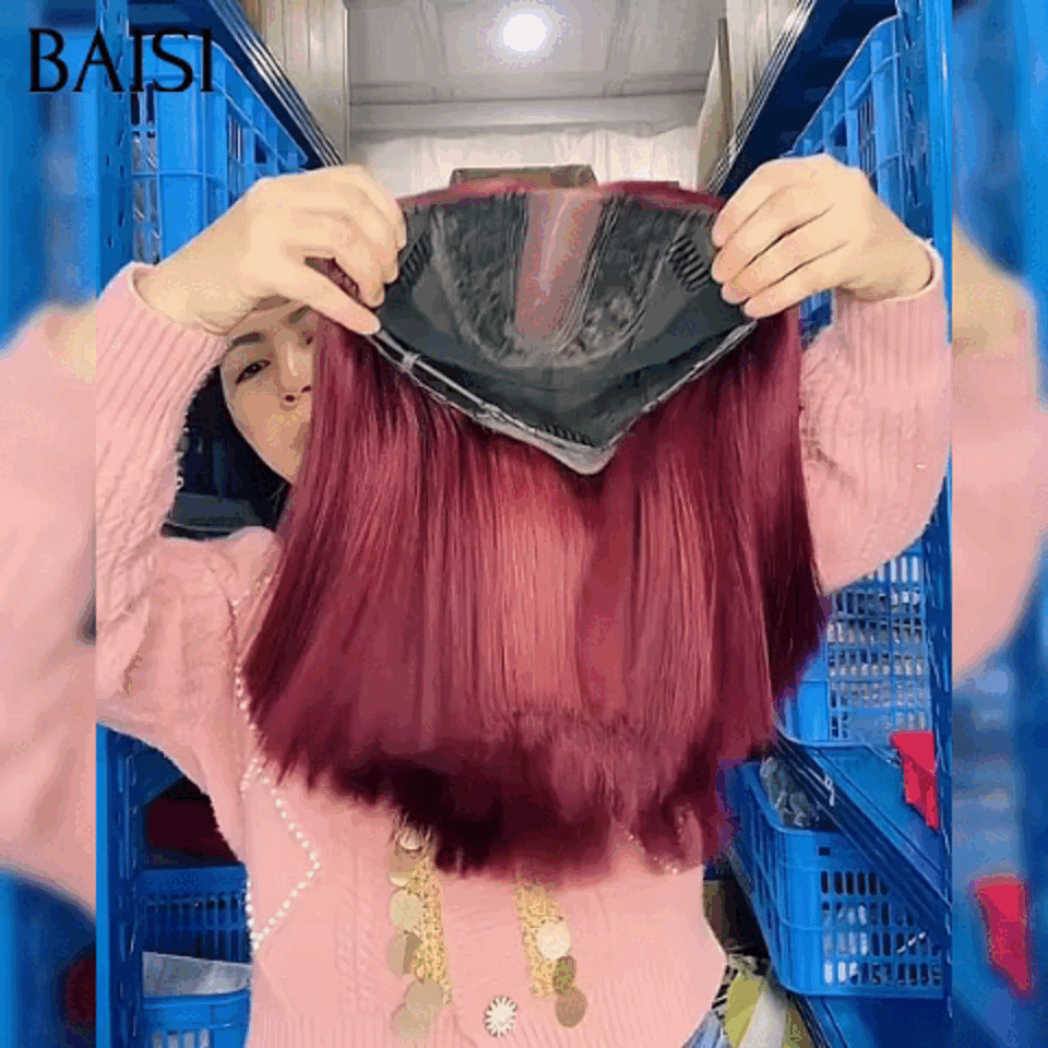 BAISI Luxury Straight Bob 2x6 Lace Wig 100% Vietname Hair in color #4/Grey SDD BONE STRAIGHT In 100% Real Human Hair