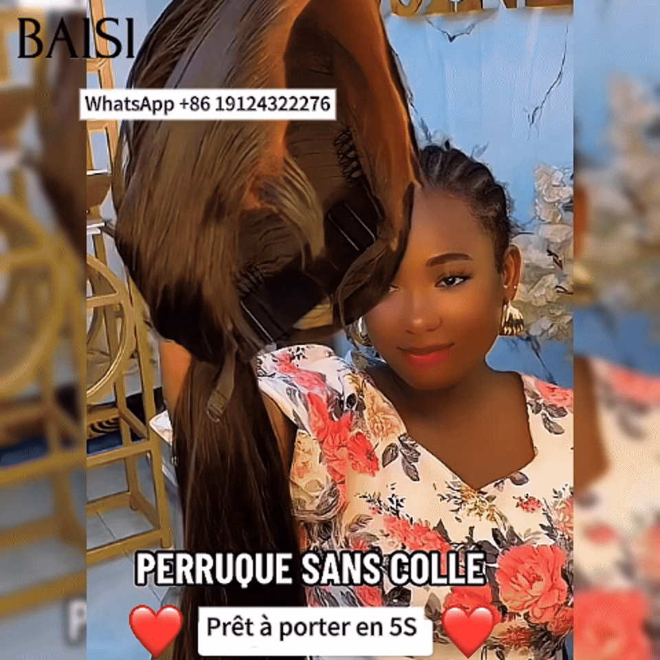 BAISI 13X4 lace frontale 12 Pouces lisse bob 98€ sans colle prête à porter simple et efficace en 100% Cheveux Humains