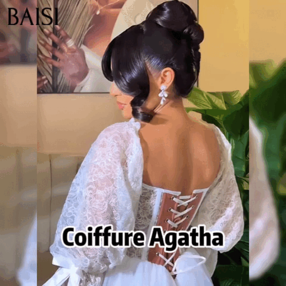 BAISI Coiffure de luxe Agatha Perruques Mariage Prête à porter chignon et personalisation comme sur la vidéo 100% identique avec lace frontale événement spécial
