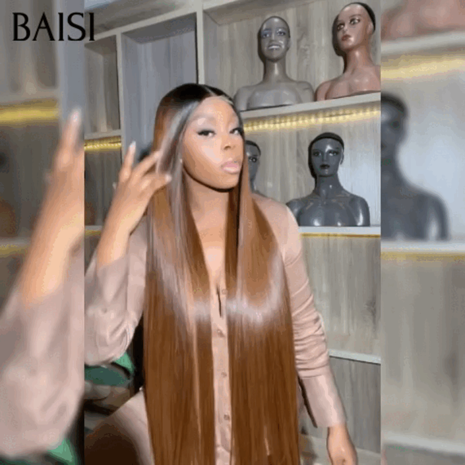 BAISI 13X4 Pelucas onduladas rizadas de primavera de lujo en color NEGRO Mezcla Miel 1B # 27 # A1 Hecho con cabello con volumen de cabello virgen de doble estiramiento en cabello 100% humano