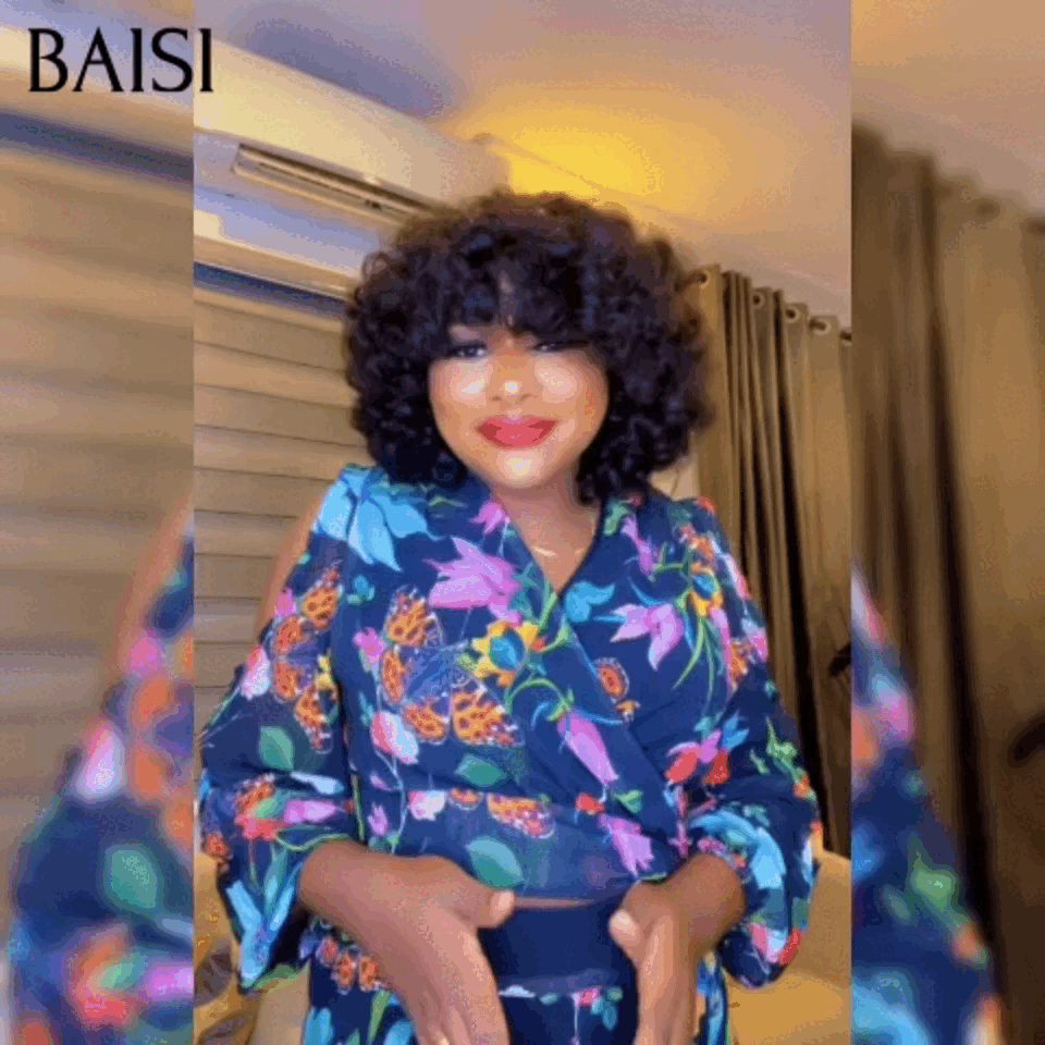 BAISI Perruques de Luxe egg Wave 300% densité Très belle couleur avec Frange Fabriquées par les cheveux double drawn