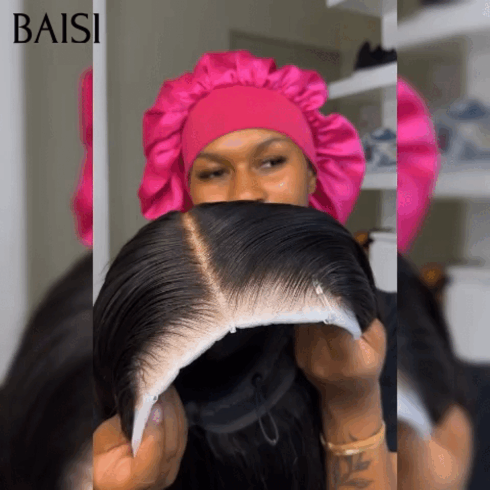 BAISI 13X4 Straight Wig Pre-plucked invisible lace frontal pre-plucked impeccable result 100% real human hair 4C