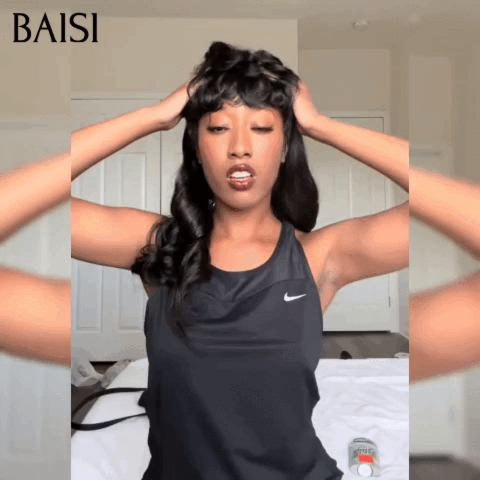 BAISI perruque bodywave Topper cheveux partiel personnalisé en Couleur 1B